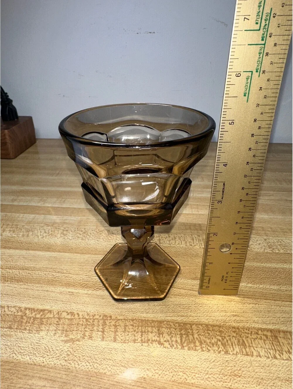 Vintage Fostoria Virginia Brown Water Goblet Glass Set of 3
